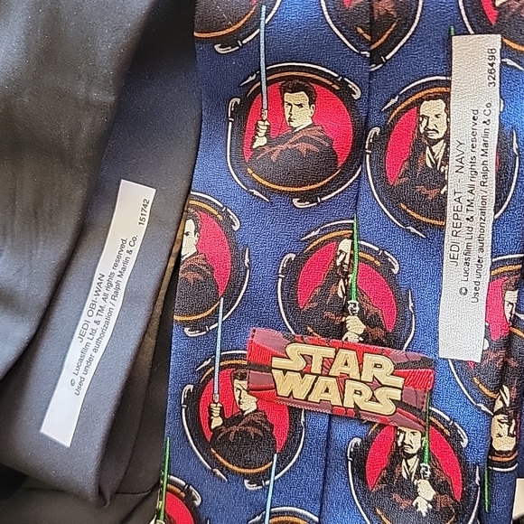 VINTAGE Star Wars  Obi Wan Kanobi Neck Tie Star Wars Bundle Jedi Repeat  Navy - Picture 15 of 15